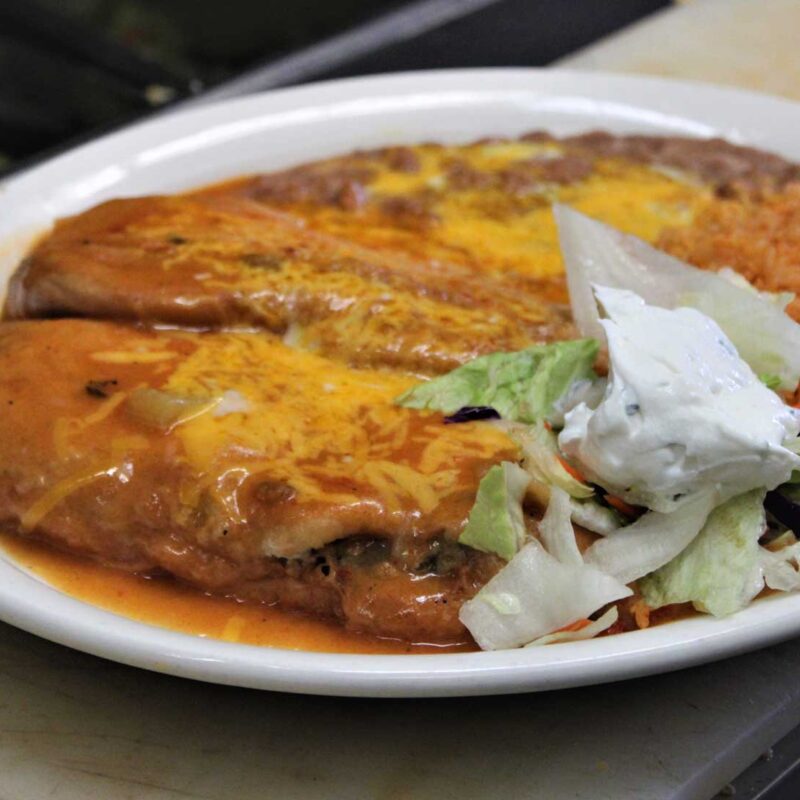 Enchilada's, rice and beans dinner from Max's Mexican Cuisine