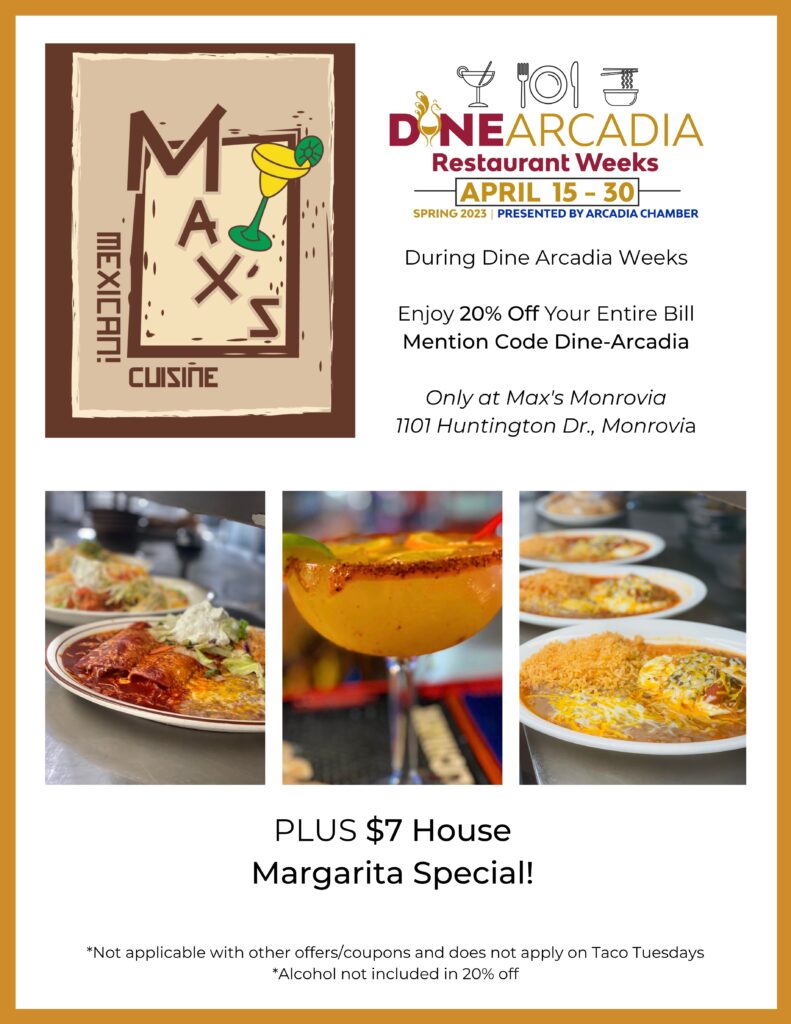 Max's Mexican Cuisine April 2023 Dine Arcadia promo