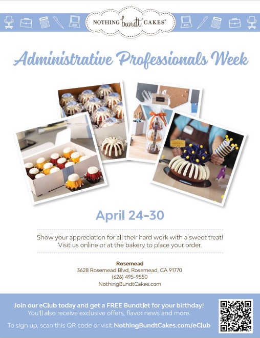 Dine Arcadia Administrative Professional's Week deals at Nothing Bundt Cakes
