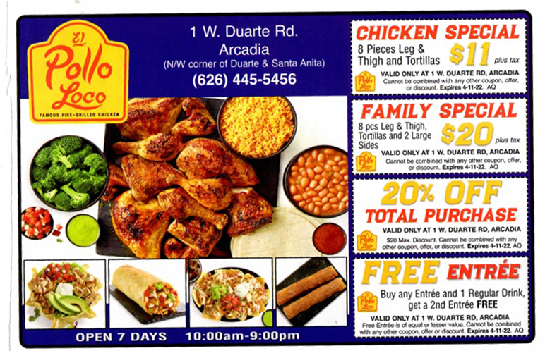 El Pollo Loco Dine Arcadia specials flyer