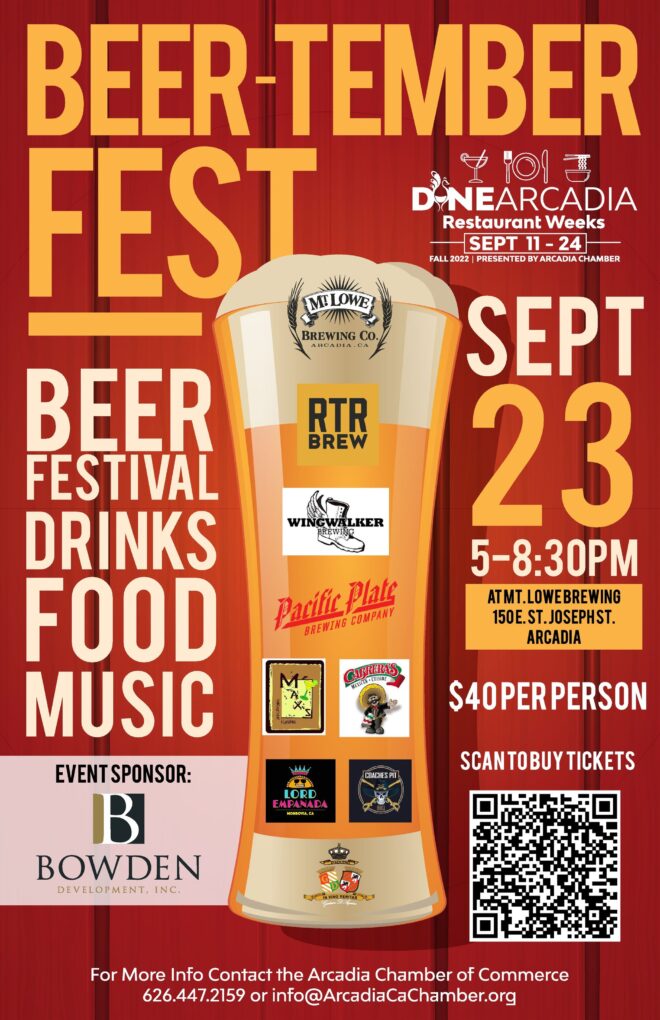 Mt Lowe beer-tember fest flyer showing logos and beer glass