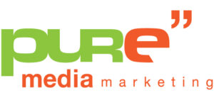 green and orange logo for pure media marketing
