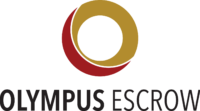 Olympus Escrow black logo with gold and red circle above wording