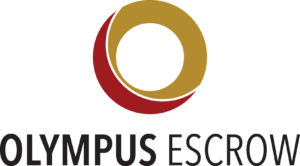 Olympus Escrow black logo with gold and red circle above wording