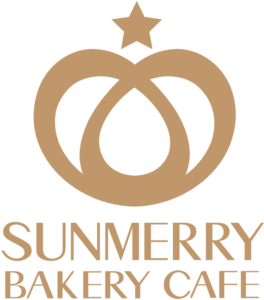 gold and white logo for Sunmerry Bakery with crown and star