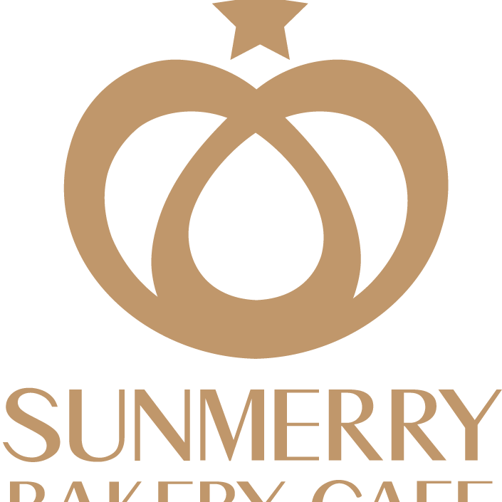 gold and white logo for Sunmerry Bakery with crown and star