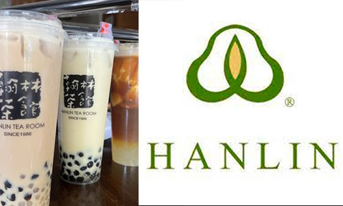 Hanlin Tea Room logo with cups of cold ice tea.